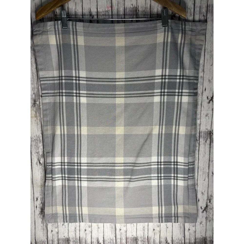 Pottery Barn Turner Plaid Print Cover Gray Ivory PAIR Standard Standard Shams
